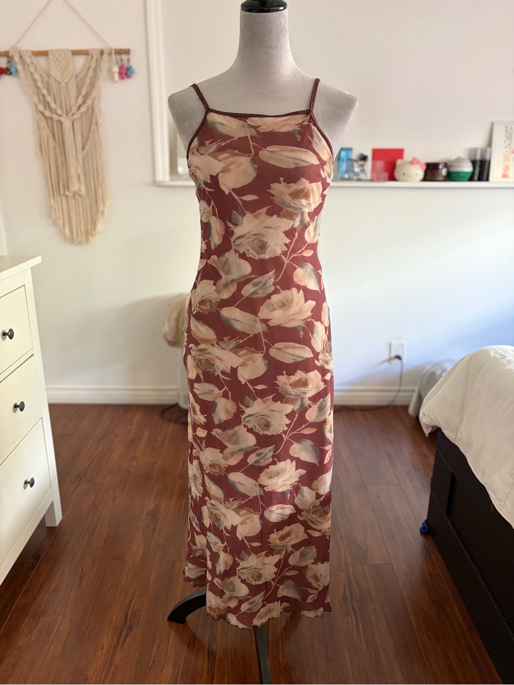 City Triangles Rose Brown Floral Slip Maxi Dress